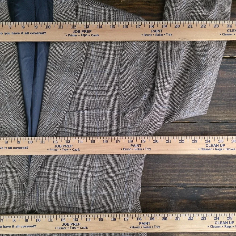Stafford Men's Sport Coat Blazer Two Button Peak Brown Flannel‎ Wool 38L Slim